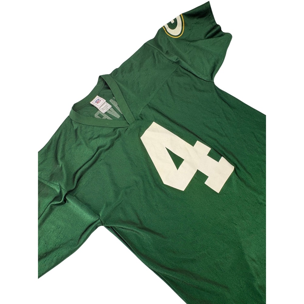 NFL Green Bay Packers Mens Large Jersey Green Brett‎ Favre 4 Football V-Neck